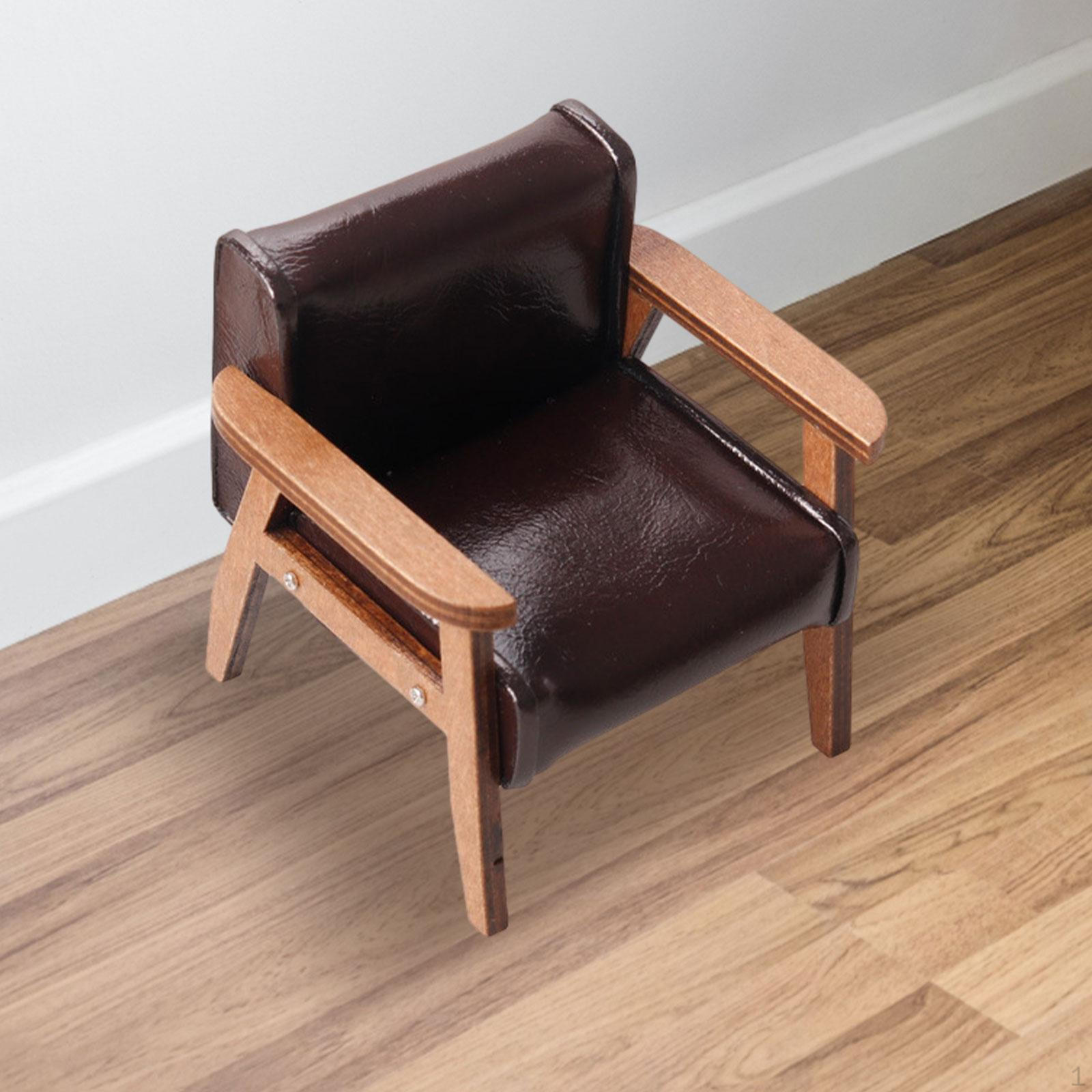 

1:Мебель для кукольного домика в масштабе 12, миниатюрный диван, кресло-реклайнер, аксессуары для мини-дома Dark Brown Small