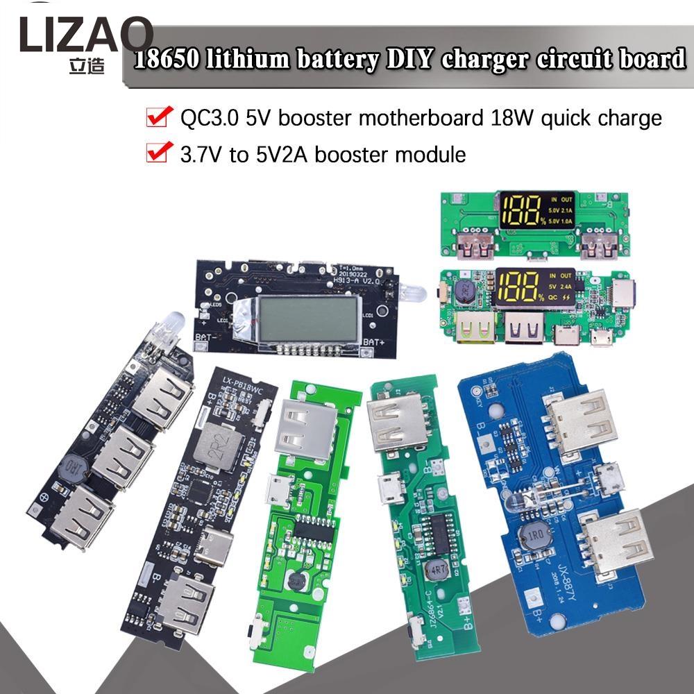 LIZAO Dual USB 5V PD Power Bank DIY Kit with LED LCD Display 18650 Battery Charger PCB Mobile Power Module for Phone Accessories
