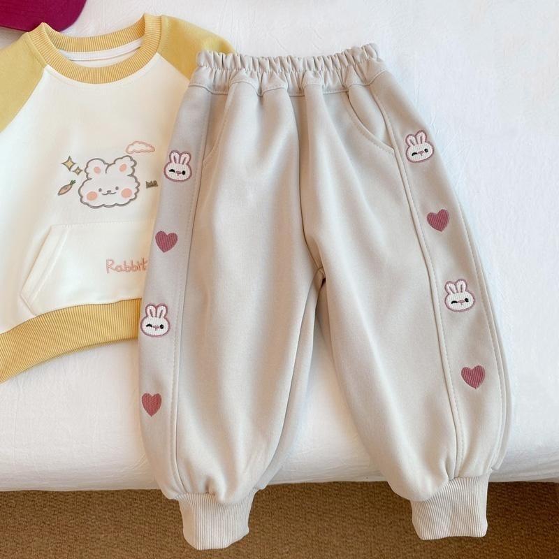 

Kids Baby Girls Pants Heart Side Sports Solid Cartoon Cotton Children Girls Casual Pants Toddler Girls Sweatpants Spring Autumn 90 бежевый