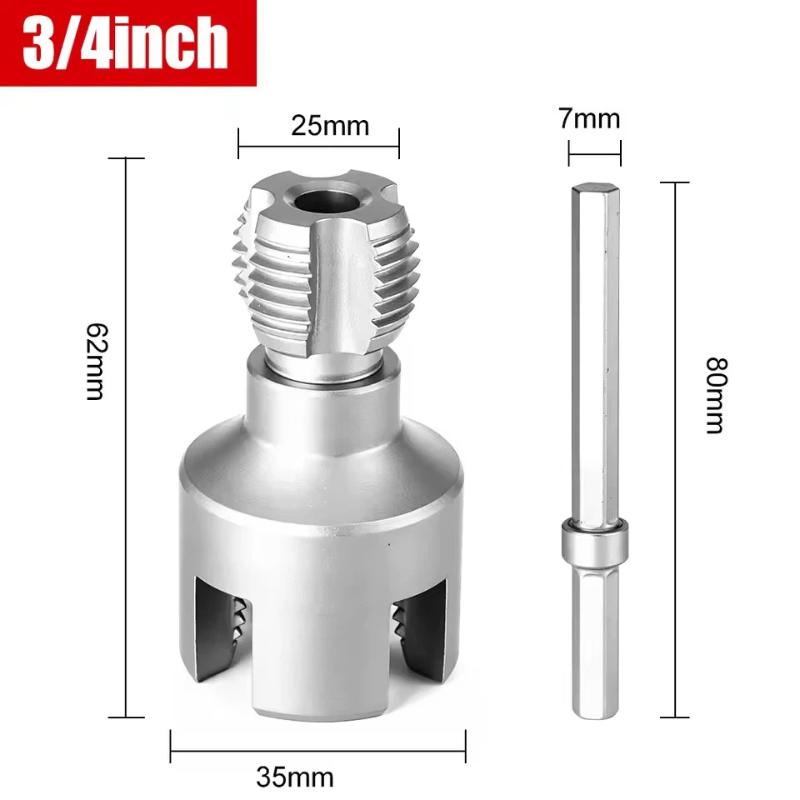 Scule pentru filetat țevi DN15/20 Coadă hexagonală Filieră Filete interne externe 1/2 și 3/4 INCH Țevi de apă PPR PVC MPP Demontabile