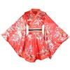 Mini Kimono Ruffled Ribbon Obi Satin Front Japanese Short Sexy Loungewear [Joel Ding's Store] Women's Kimono-style Bathrobe, Dress, Hem, Tie, Belt,