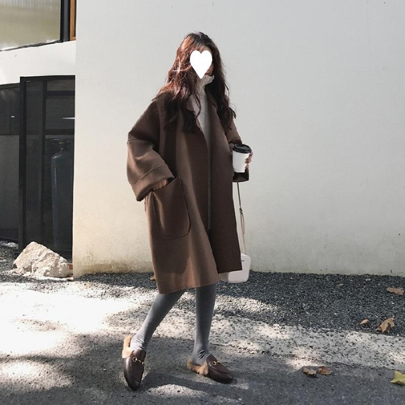 Spring and Autumn Korean Style Loose Coat Mid-length Student Versatile Cocoon-shaped Coat for Women
