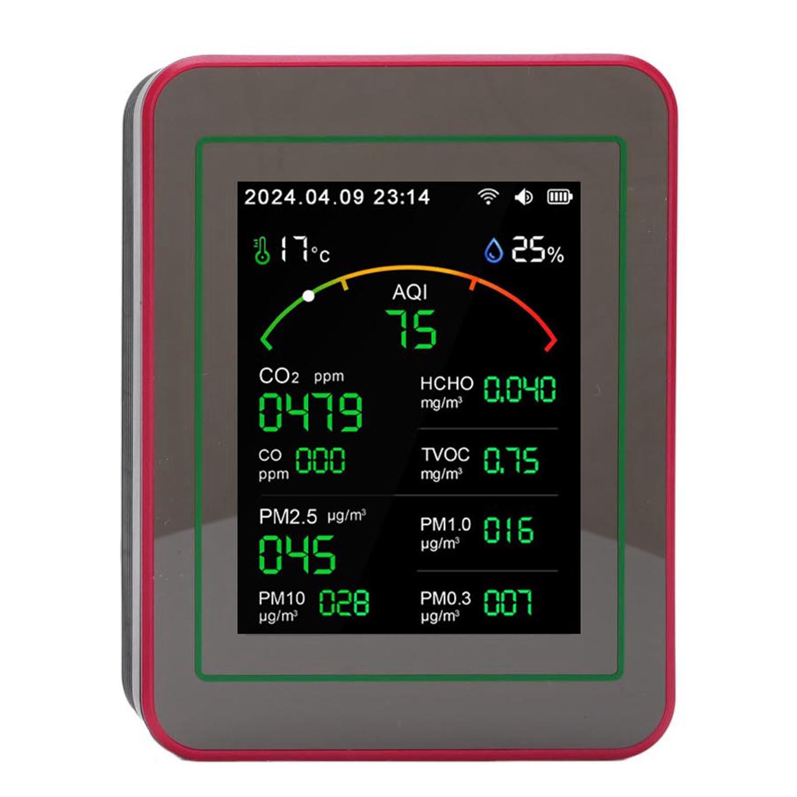 

Air Quality Tester 15 in 1 Design 2.8 Inch HD Display CO2 TVOC HCHO PM2.5 Temperature Humidity Timer WIFI Air Quality