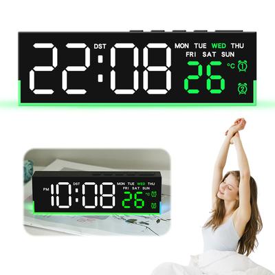 LED Alarm Clock with Atmosphere Light LED Clock USB Charging Port Desk Clock Large Display for Bedroom Home Living Room
