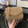 Niche Spice Girl Wind Diamond Fringed Small Square Bag Women's Casual Versatile Trend Design Messenger Bag