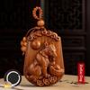 Natural Peach Wood Chinese Zodiac Keychain Hand Carved Lucky Blessing For Daily Use Gift For Friends Family