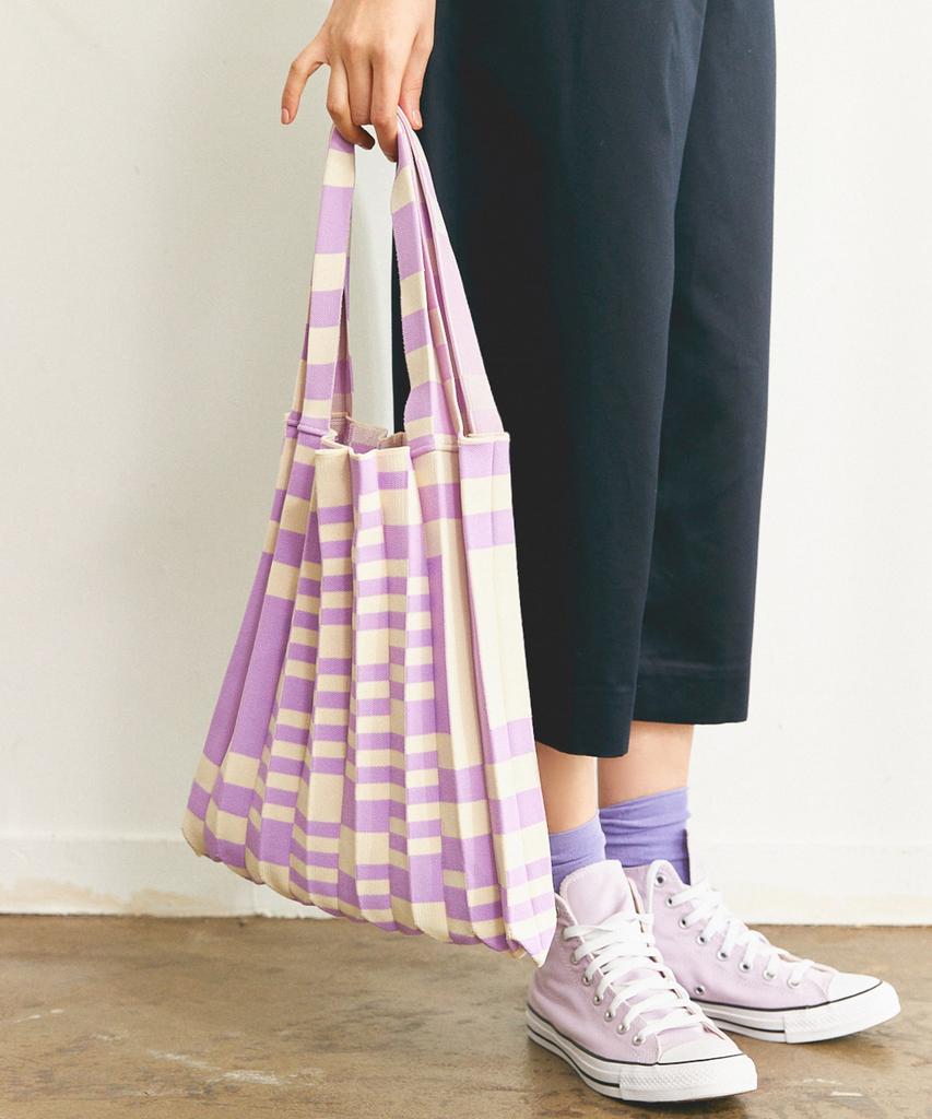 Pleatsmama Shoulder Bag Grid Purple