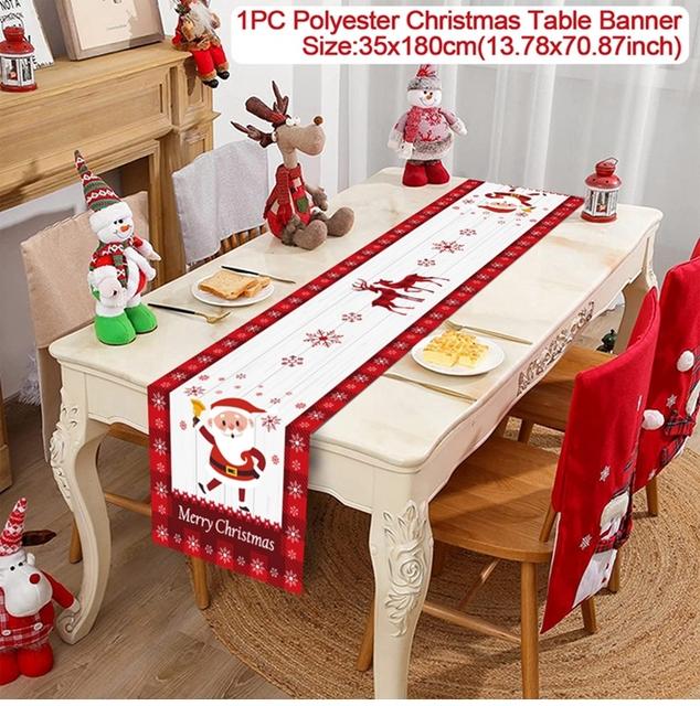 Christmas Table Runner Merry Christmas Decoration for Home Table 2026 Xmas Ornament Navidad Notal Noel Happy New Year Gifts 2026
