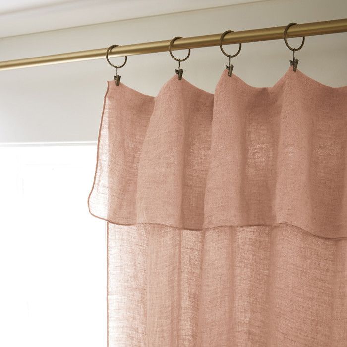 Set aus 2 verstellbaren Vorhängen + 8 S-Haken "Soline" 140 x 270 cm Gewaschenes Leinen - Soline Altrosa - 2 verstellbare Paneele 140 x 270 cm