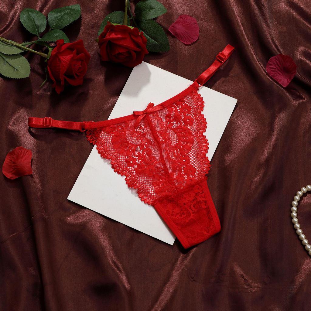 Women's Ultra-Thin Adjustable Lace Thong - Sexy Seamless Low-Waist Briefs