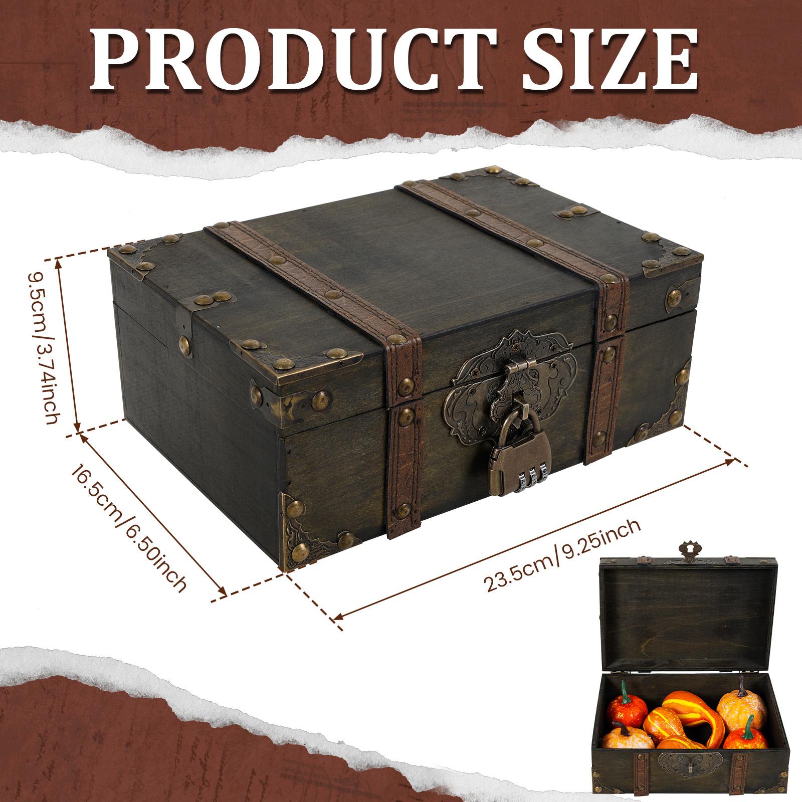 

Vintage Wooden Storage Box Coin Jewellery Storage Box With Lock Art Collection Jewelry Organizer Multipurpose Decoration Case коричневый