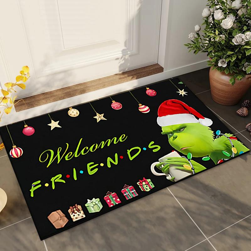 

Рождественский коврик для входной двери Гринча, декоративный коврик для пола в канун Рождества, коврик для ног 50*80cm