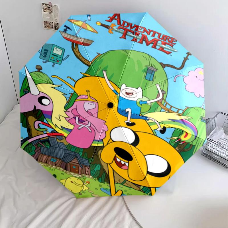 Adventure Time Friendship Automatic Umbrella - Suitable Travel Outdoor Portable Umbrella Birthday Gift Daily Essentials