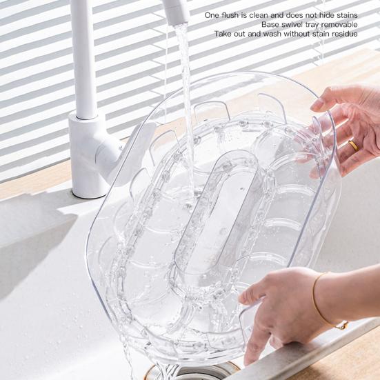 Fridge Storage Box Spice Rack 360-Degree Rotatable Design Large Capacity Transparent Turntable