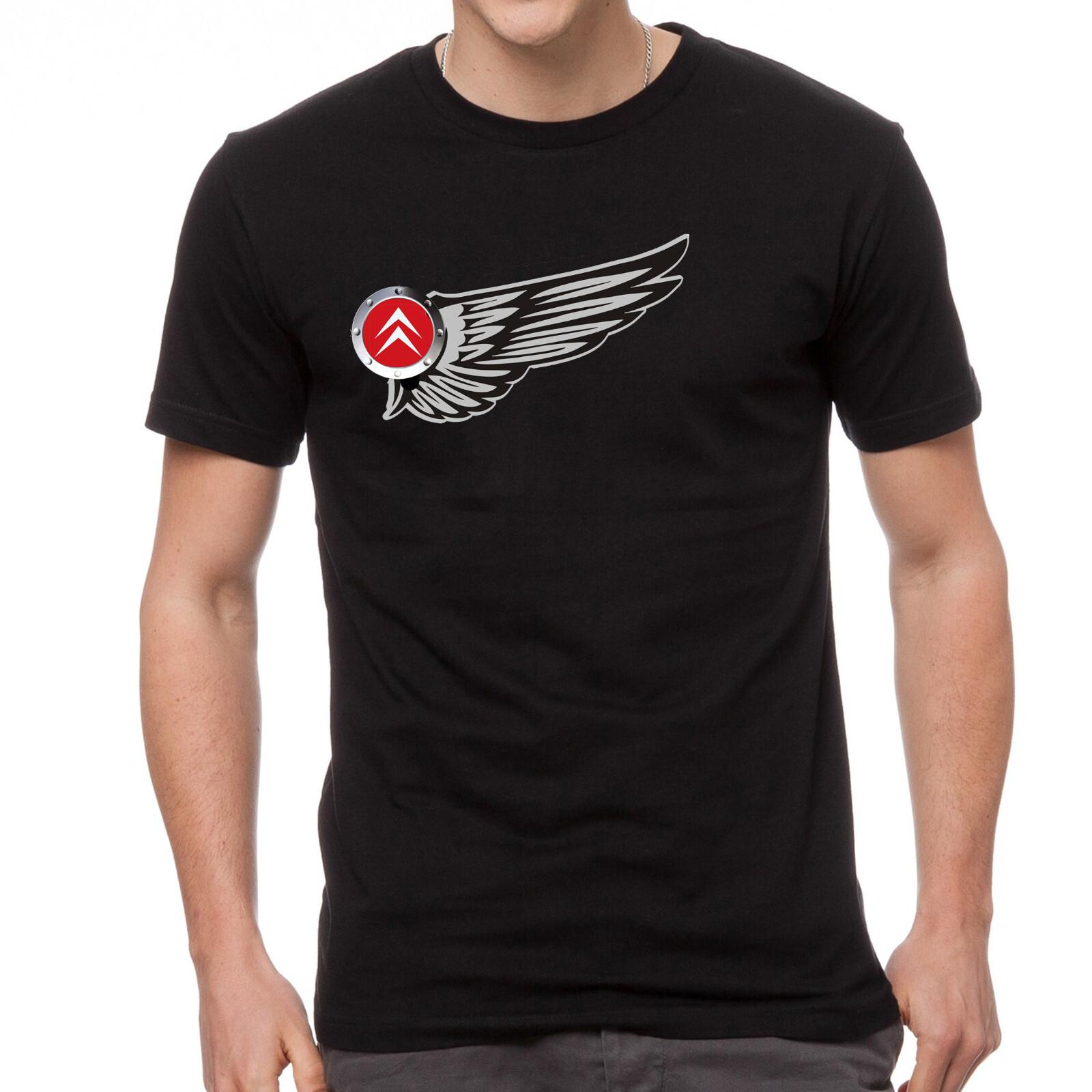 26 Citroen Car Wings Logo Black T-Shirt -843- Unisex T-Shirt M