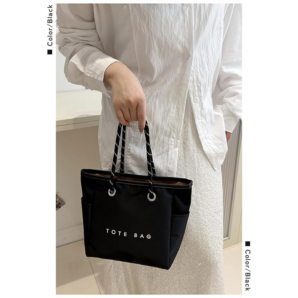 Gisele Tote Mini Tote Spa Bag, Small, Lightweight, Zippered, Water-Repellent, Nylon, Bag, Handbag, Bag, B5, Freestanding, Women's (Black)