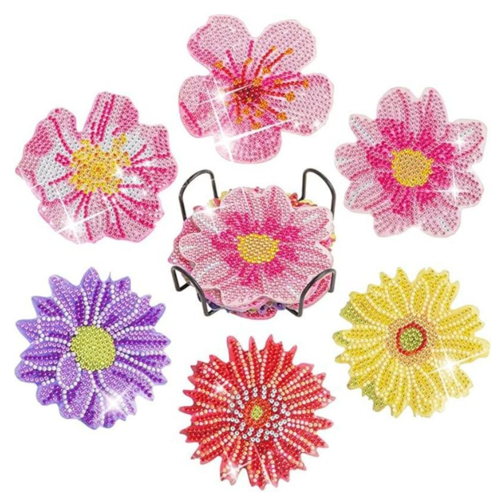 

mamota Diamond Art Coaster Handmade Kit DIY Event Experience Beginner Children Adult Painting Creation Craft Present Beads Beads Art (Цветы)