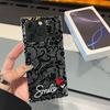 Clear Square Back Tube Case Protection For iPhone 12 14 Pro Max 16 ProMax 13 15 Plus 11 Anti-Oxygen,Black Floral Heart Pattern Casing