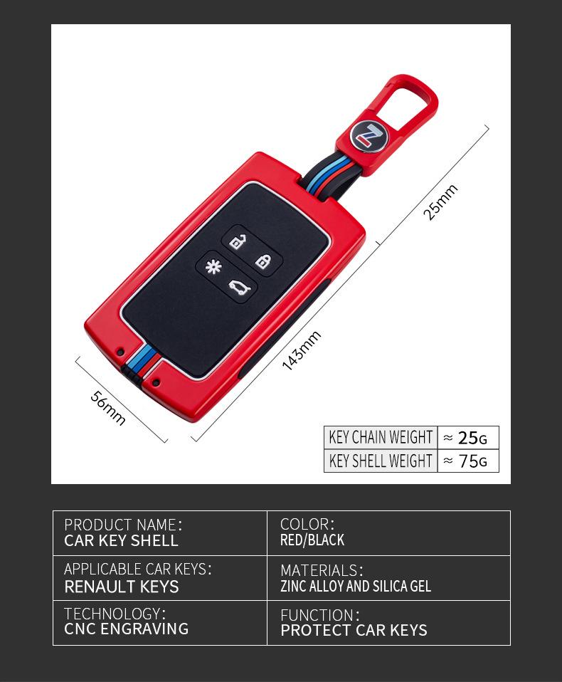 Renault Key Cover for Koleos, Captur, Fluence, Scenic, Latitude, and Megane - Remote Control Card Shell.