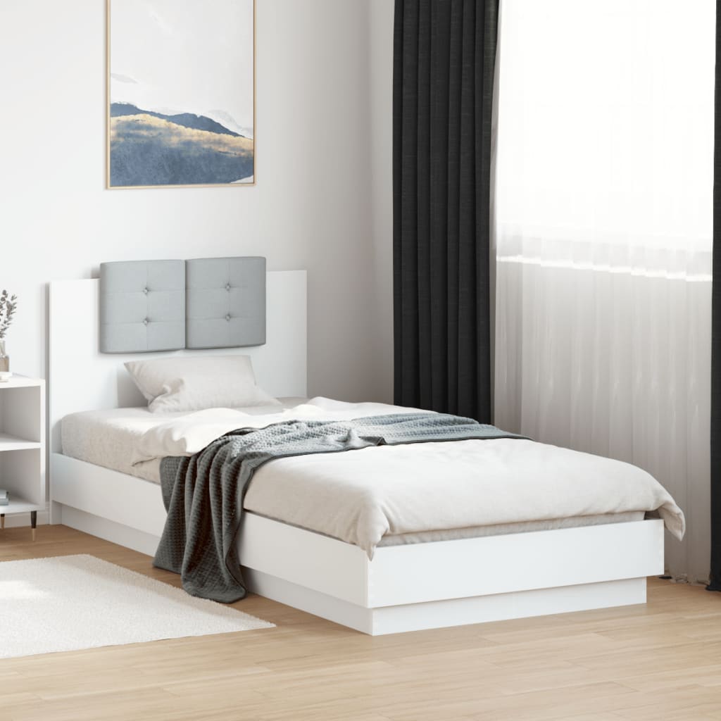 Vidaxl Rama Łóżka Z Wezgłowiem I Led, Biała, 90X200 Cm