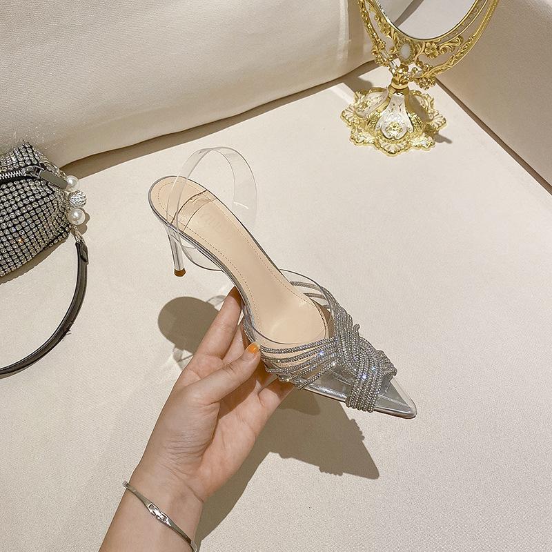 L-112 Damenschuhe Huizhou Sommer spitz vielseitig nicht müde Füße Sandalen Strass transparent Stilettos