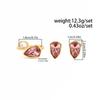 2Pcs/set New Trendy Acrylic Rhinestone Stud Earrings Ring for Women Vintage Geometric Irregular Finger Ring Jewelry Set Gifts