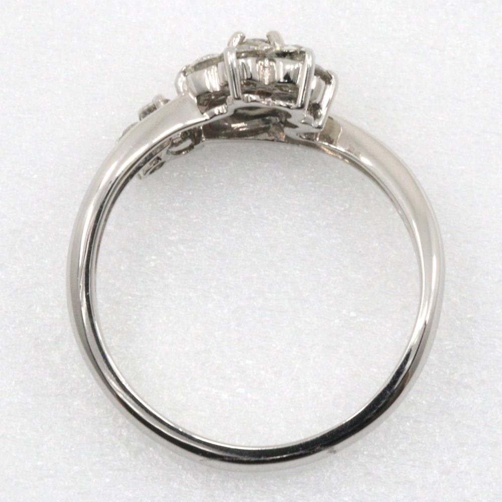 flour Ring Pt900Platinum/diamond #6.2(US Size) flour 4.2g Women Used