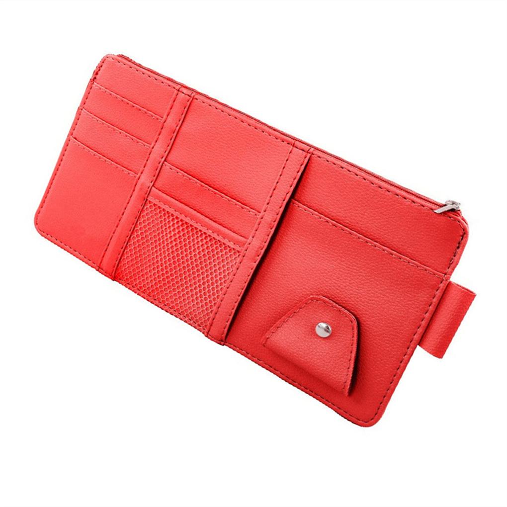 

PU Leather Car Sun Visor Pouch Interior Sunglasses Bag Tickets Storage Case Removable Organizer Automobile Accessories красный