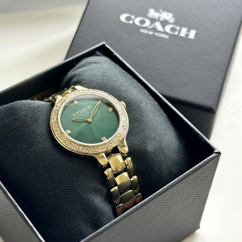 Coach Women's Chelsea Watch, Green with Yellow Gold Bracelet, 14504251