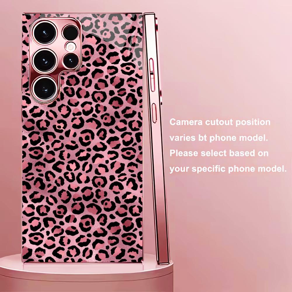 Lady leopard print Madam pink Glass PhoneCase for Samsung Galaxy S26 S25 S24 S23 S22 S21 FE Ultra Plus Dropresistant Female