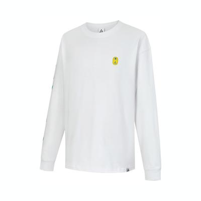 ACG Serie Gedrucktes Muster Rundhals Lässig Outdoor Lockerer Schnitt Weich Langarm Tief angesetzte Schultern T-Shirt Herren T-Shirts Berg-Weiß FV3489-121