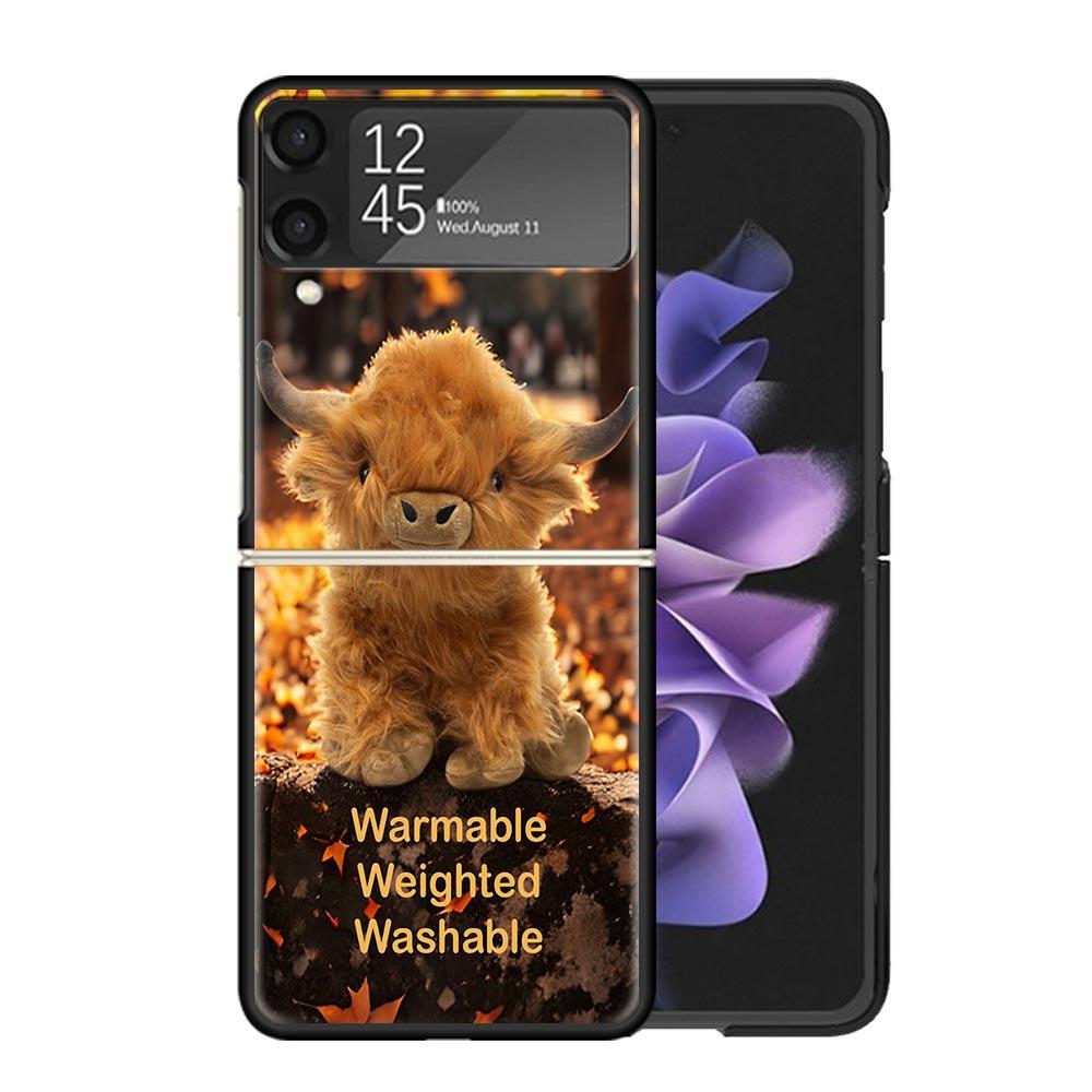 Cute Highland Cow Cases For Samsung Galaxy Z Flip 4 5 6 7 3 Z Flip7 Flip6 Flip4 Flip5 Flip3 5G Hard Shockproof Fundas Cover Gala