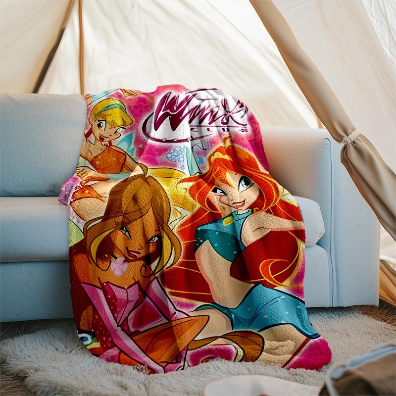 Winx Club printed throw blanket—lightweight,soft,warm;versatile blanket for all seasons—perfect as &air-conditioning throw,nap blanket