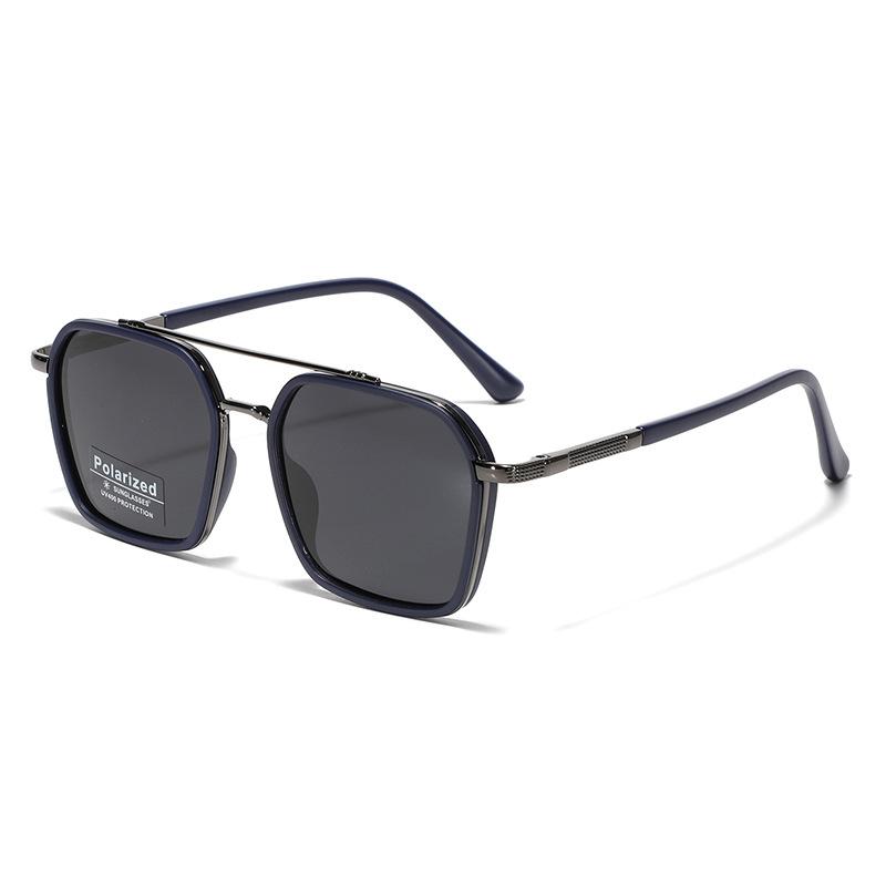 Gafas Tr90 Aro Metálico Cuadradas Doble Puente Gafas de Sol para Hombre Gafas Polarizadas Montura Grande Gafas Tac para Mujer