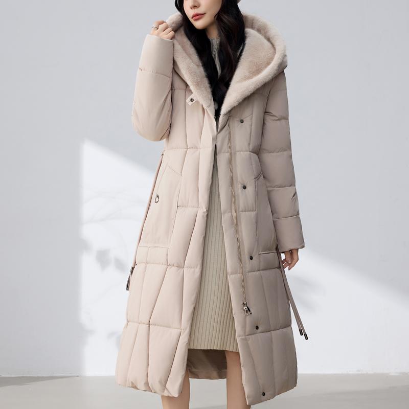 Fashion Woman Parkas Winter Long Coats Hooded Thick Warm Overcoat Women's Jackets With Belt