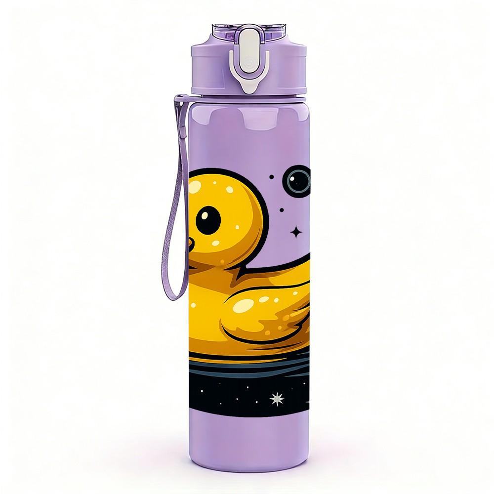 1PC Floating Yellow Rubber Duck 750ml Color Plastic Sports Water Bottle Leakproof Flip Straw Lid For Sports Office Home Use