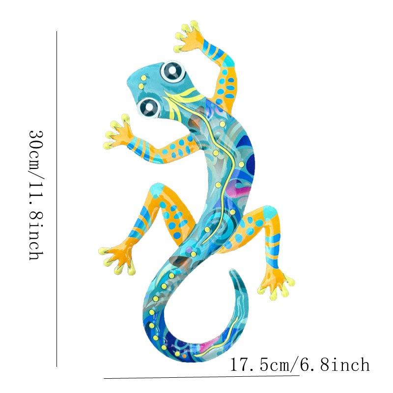 1pc Creative Iron Art Colorful Lizard Wall Hanging Home Metal Crafts Colorful Gecko Wall Decoration