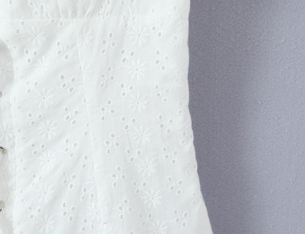 White One-Shoulder Lace Patchwork Slim Summer Dress with Cinched Waist and Short Sleeves