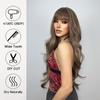 ALAN EATON Brown Highlight Layered Boby Wavy Wig Long Natural Mixed Synthetic Wig Women Daily Hair with Bangs Heat Resistant Wig