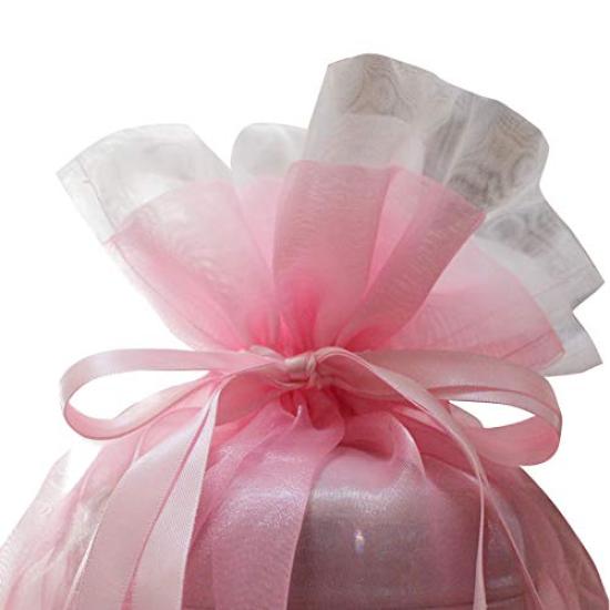 Organza and Lace Urn Cover (Pink) - 2 Colors, 6-Inch, for Keeping Ashes and Divided Ashes (Pink)