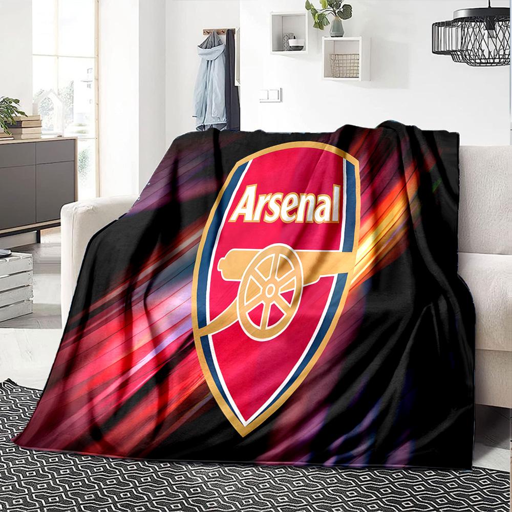Coperta in Flanella con Stemma dell'Arsenal Football Club, Poliestere Morbido, Design Moderno, Per Tutte le Stagioni per Campeggio, Viaggi, Regali per Feste o Compleanni