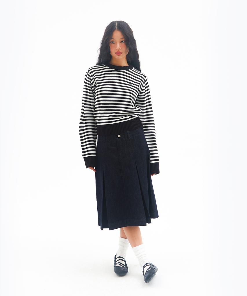 AMES-WORLDWIDE Basic Small Logo Stripe Knit Black