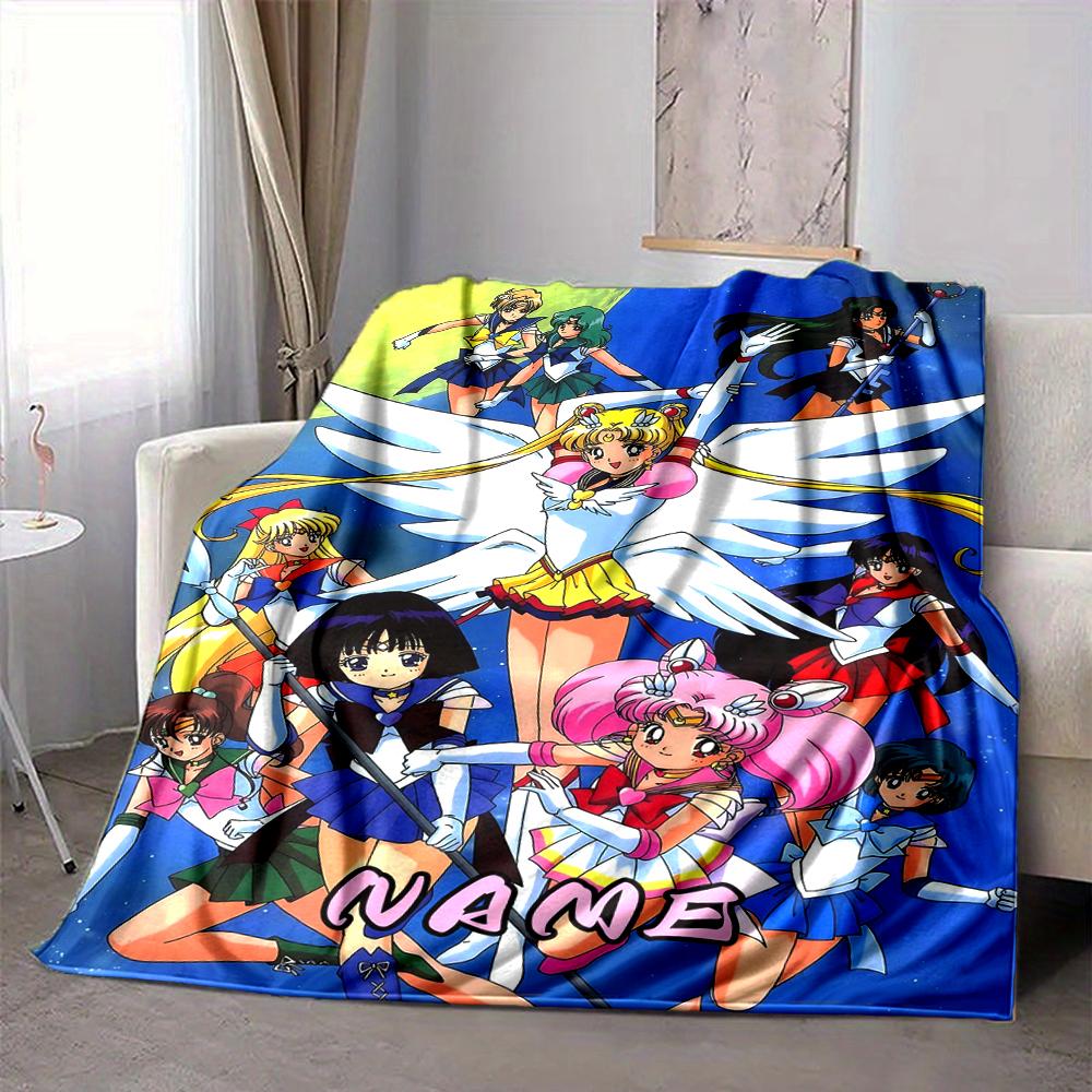 Custom 1pc Sailor Moon Adventure Blanket, Soft And Comfortable Blanket, Casual Warm, Camping Travel Blanket, Birthday Gift Q91385
