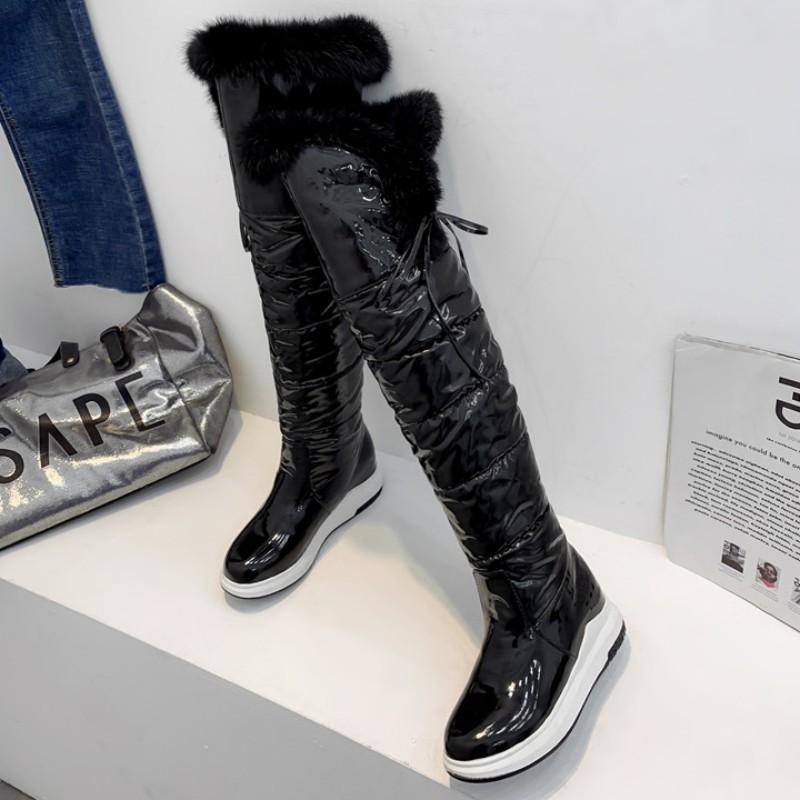 Warm Fur Plush Snow Boots Women Winter Shoes Down Black White Over Knee High Boots Female Waterproof Comfortable Long Rain Shoes