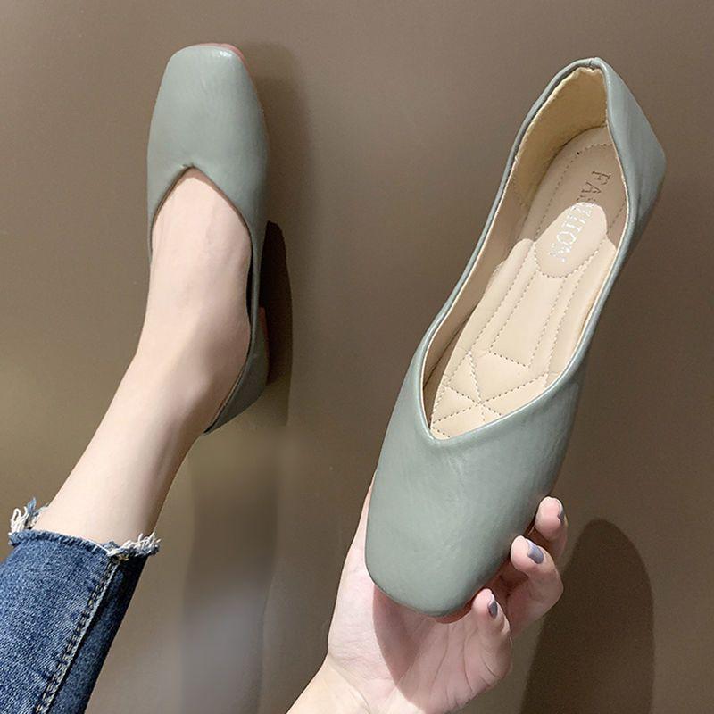 Doudou Schuhe mit eckiger Spitze Damen 2025 Frühling und Sommer neue bequeme Einzel Schuhe flache Sohle weiche Sohle rutschfest bequem flacher Ausschnitt schwanger