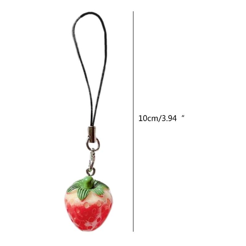 Strawberry Fruit Keychain Cute Tomato Acrylic Keyrings Simulation Food Key Rings