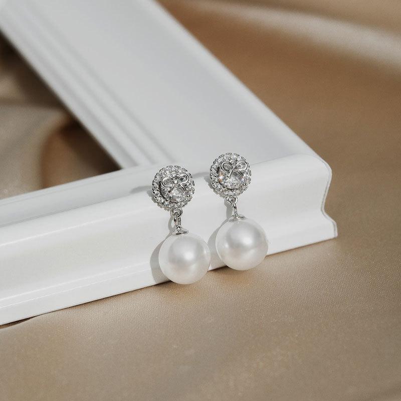 

Серьги с жемчугом в виде банта, французский ретро-стиль, серьги в дворцовом стиле, темперамент, легкость и роскошь