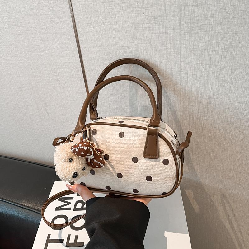 2026 Spring Fashi Polka Dot Women's Handbags Korean Style Trend Bow Knot Messenger Bags New Versatile Casual Shoulder Bag
