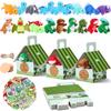 Spakon 88 Pcs Dinosaur Party Favors for Boys and Girls Includes 18 Sets Mini Stuffed Animals Plush Keychains Gift Box House Stickers Adopt a Dinosaur