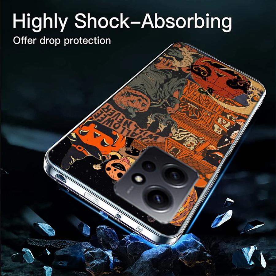 Halloween Fall Art Witch Cat Phone Case For Redmi 12 13C 12C 15C 9 10 10C Note 13 Pro Plus 14 15 Pro 9T 9C 9A TPU Soft Cover Cle